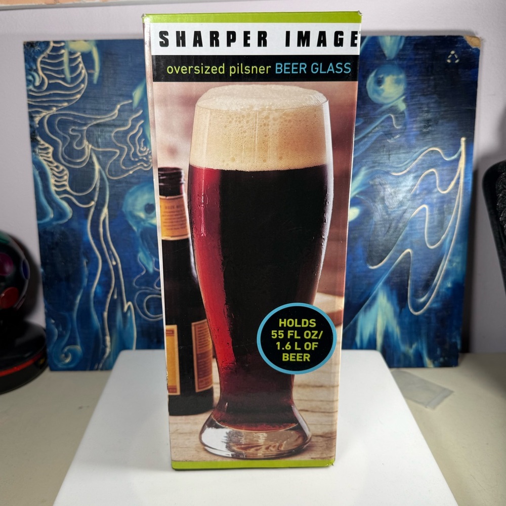 NIB Sharper Image Oversized Pilsner Beer Glass - Black